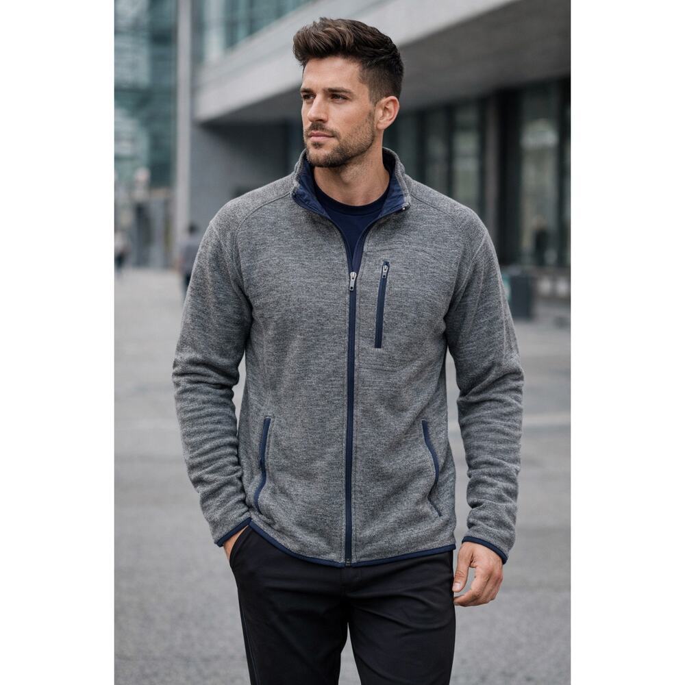 Johnnie-O Long Sleeve Full Zip Coastal Fleece Jacket Gray Mens Size XL